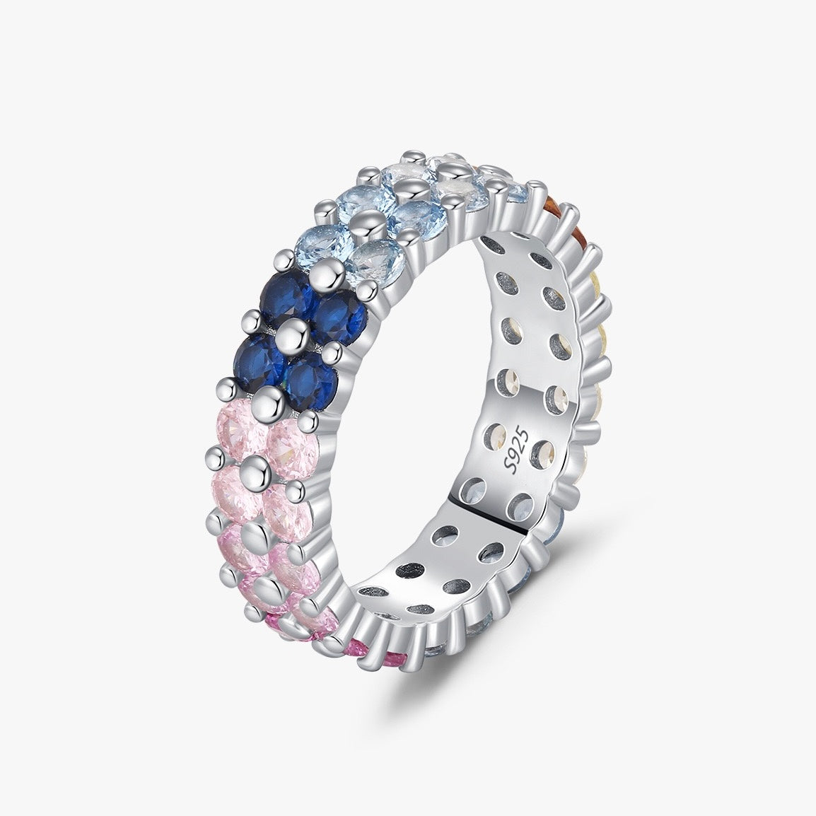 Sterling Silver Rainbow Bliss Eternity Band Ring