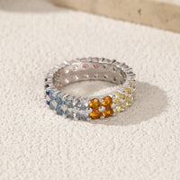 Sterling Silver Rainbow Bliss Eternity Band Ring