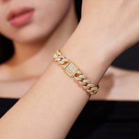 10mm Moissanite D Color Sterling Silver Cuban Link Bracelet