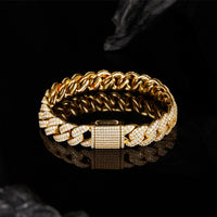 10mm Moissanite D Color Sterling Silver Cuban Link Bracelet