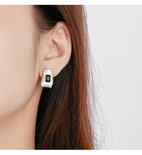 Sterling Silver Black Irregular Geometric Earrings