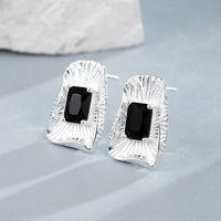 Sterling Silver Black Irregular Geometric Earrings