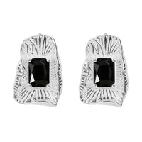 Sterling Silver Black Irregular Geometric Earrings