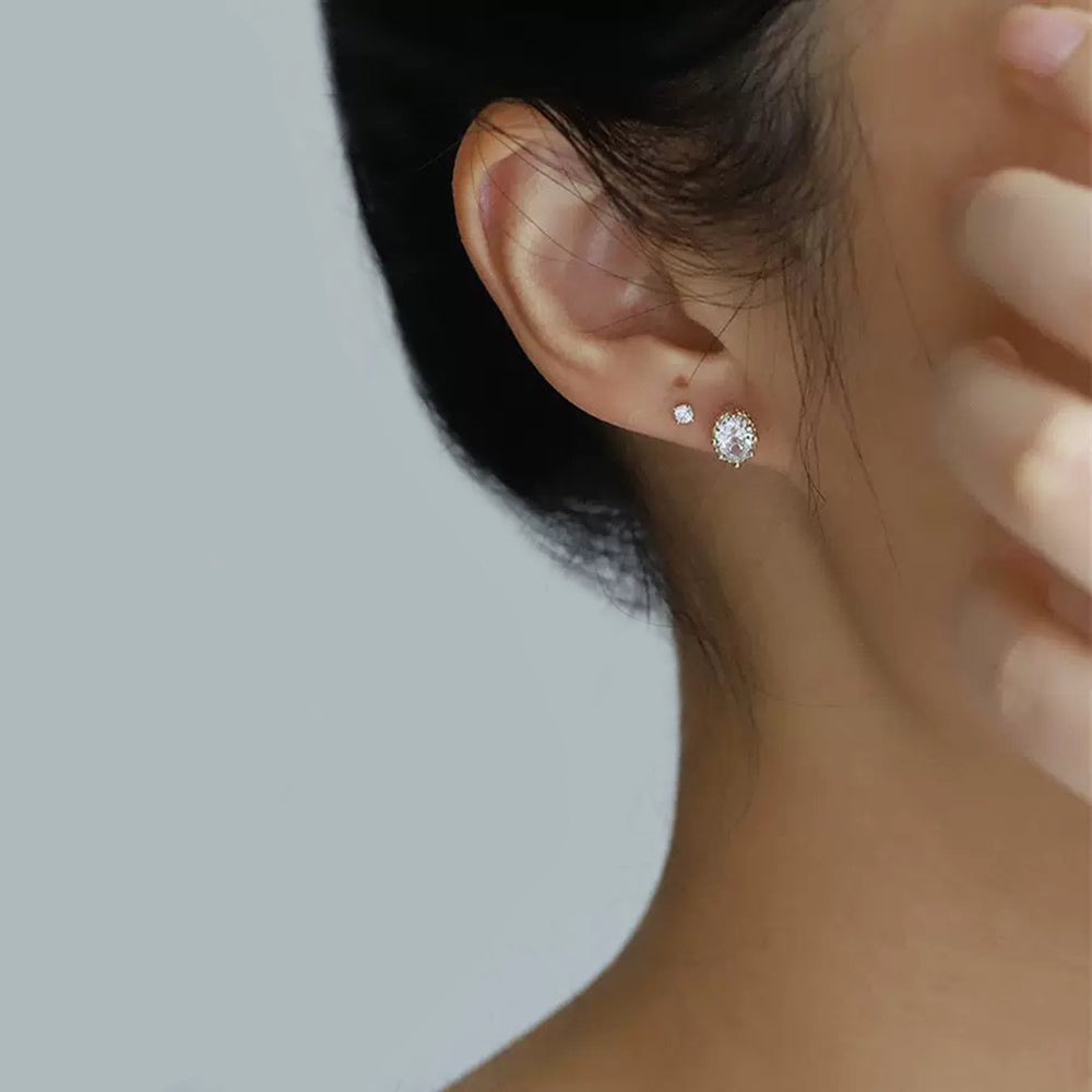 Gold Plated Oval Stud Earrings