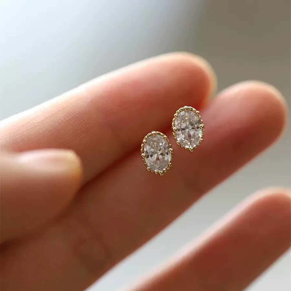 Gold Plated Oval Stud Earrings