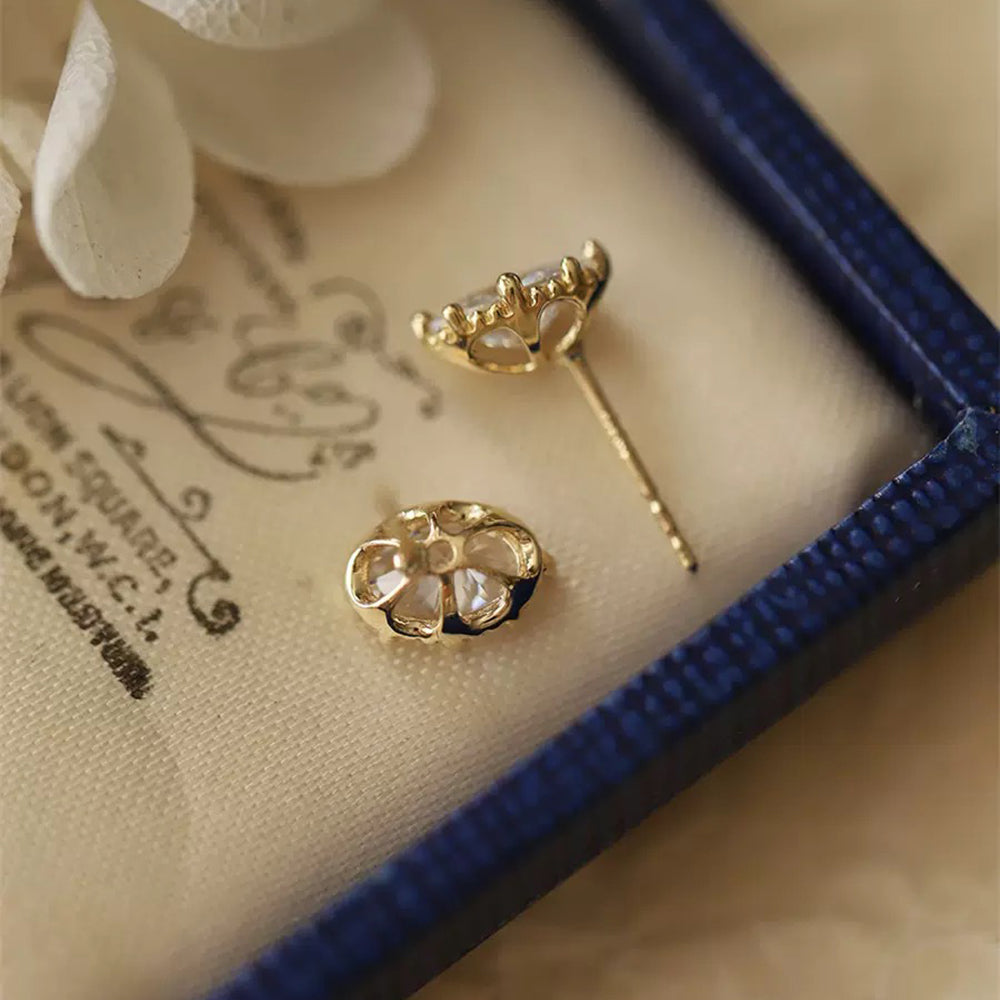 Gold Plated Oval Stud Earrings