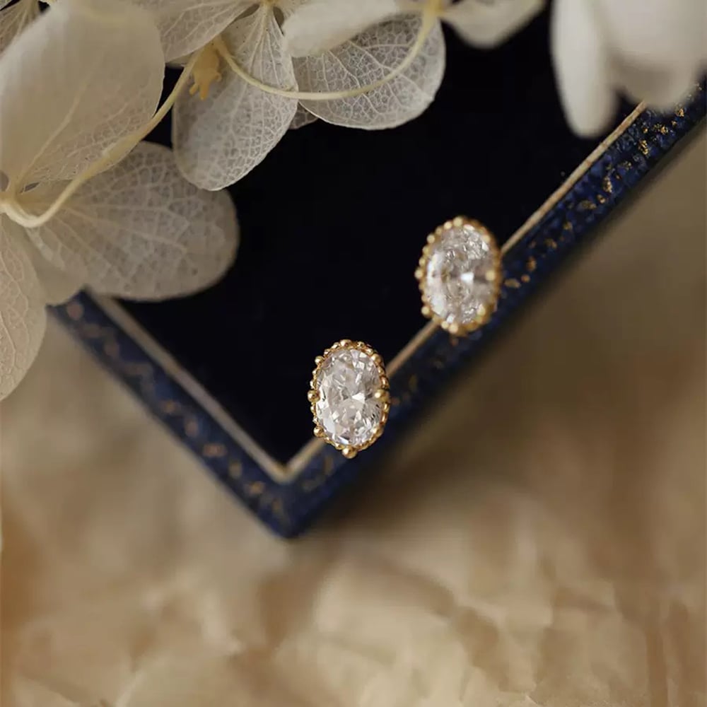 Gold Plated Oval Stud Earrings