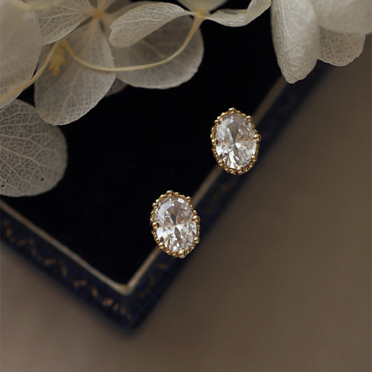 Gold Plated Oval Stud Earrings