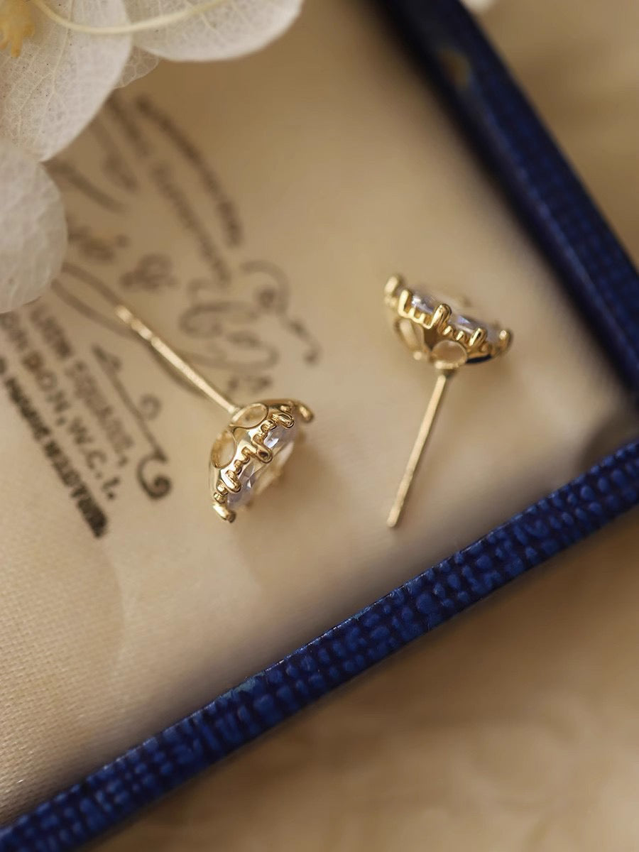 Gold Plated Oval Stud Earrings