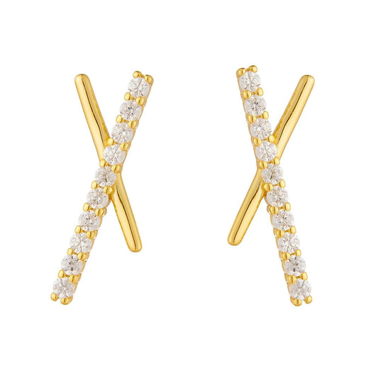 Sterling Silver X Shaped Earrings