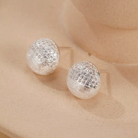 Sterling Silver Brushed Texture Stud Earrings
