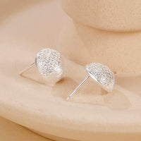 Sterling Silver Brushed Texture Stud Earrings