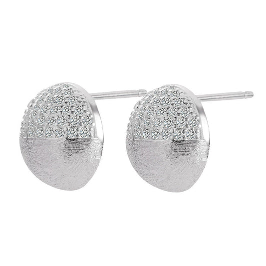 Sterling Silver Brushed Texture Stud Earrings