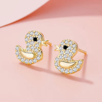 Gold Plated Sterling Silver Duck Stud Earrings