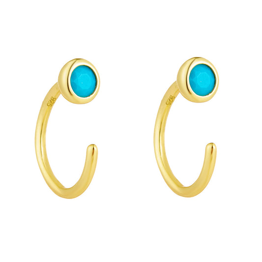 Sterling Silver Created Turquoise Earrings