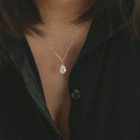 Gold Plated Teardrop Cubic Zirconia Pendant Necklace