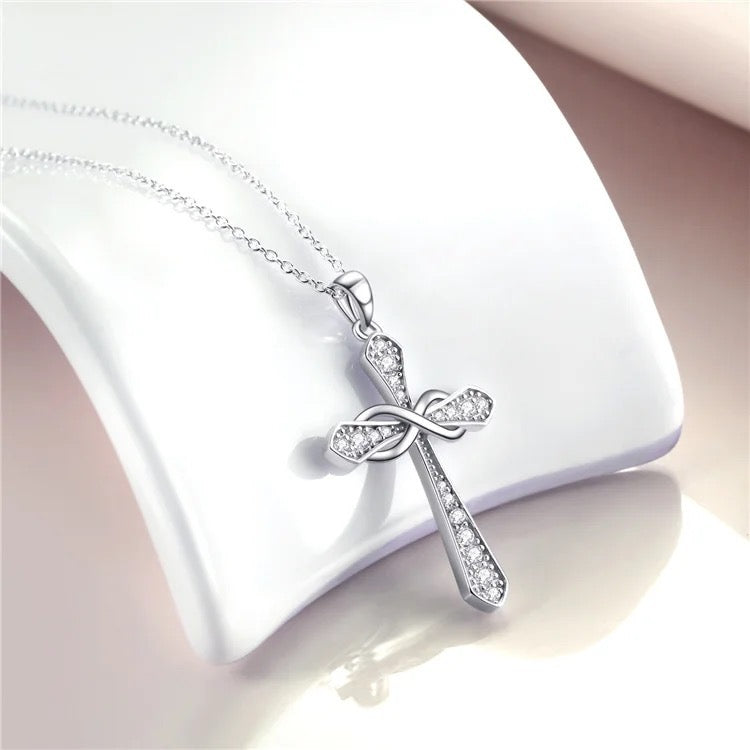 Sterling Silver Infinity Cross Necklace