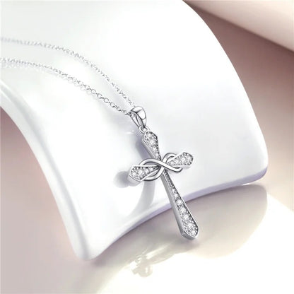 Sterling Silver Infinity Cross Necklace