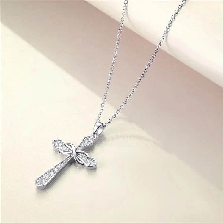 Sterling Silver Infinity Cross Necklace