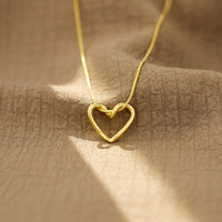 Sterling Silver Hollow Heart Necklace