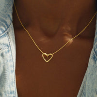 Sterling Silver Hollow Heart Necklace