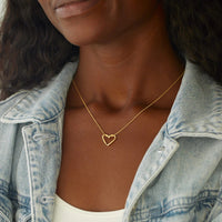 Sterling Silver Hollow Heart Necklace