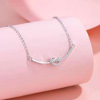 Sterling Silver Heart Knot Necklace