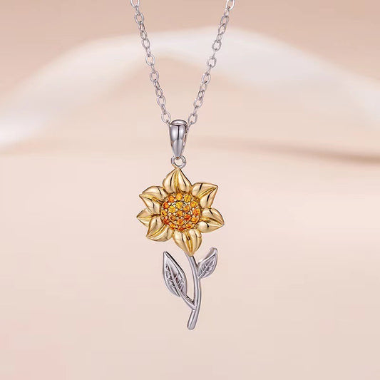Gold Plated Sterling Silver Sunflower Necklace