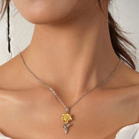 Gold Plated Sterling Silver Sunflower Necklace