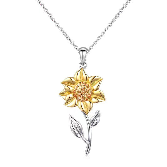 Gold Plated Sterling Silver Sunflower Necklace