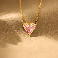 Gold Plated Sterling Silver Pink Heart Necklace