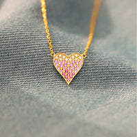 Gold Plated Sterling Silver Pink Heart Necklace