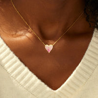 Gold Plated Sterling Silver Pink Heart Necklace