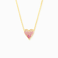 Gold Plated Sterling Silver Pink Heart Necklace