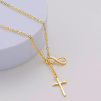 Gold Plated Sterling Silver Infinity Cross Necklace