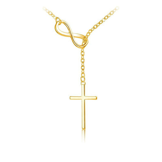 Gold Plated Sterling Silver Infinity Cross Necklace