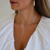 Gold Plated Sterling Silver Infinity Cross Necklace