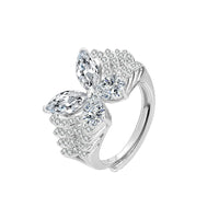Sterling Silver Cubic Zirconia Butterfly Adjustable Ring