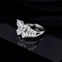 Sterling Silver Cubic Zirconia Butterfly Adjustable Ring