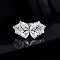 Sterling Silver Cubic Zirconia Butterfly Adjustable Ring