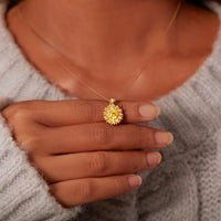 Gold Plated Sterling Silver Sunflower Necklace with Cubic Zirconia