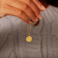 Gold Plated Sterling Silver Sunflower Necklace with Cubic Zirconia