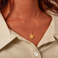 Gold Plated Sterling Silver Sunflower Necklace with Cubic Zirconia