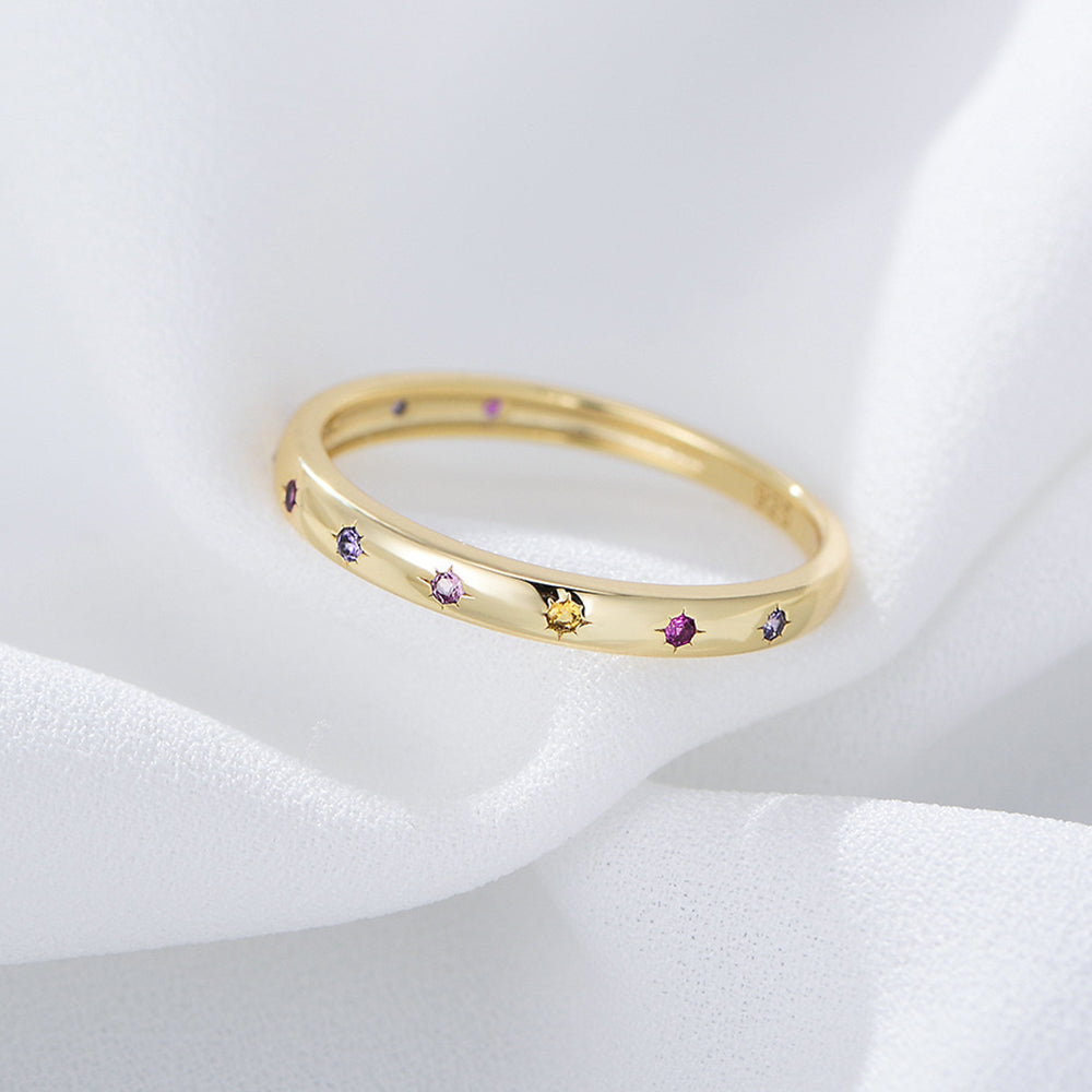 Colorful Cubic Zirconia Constellation Ring