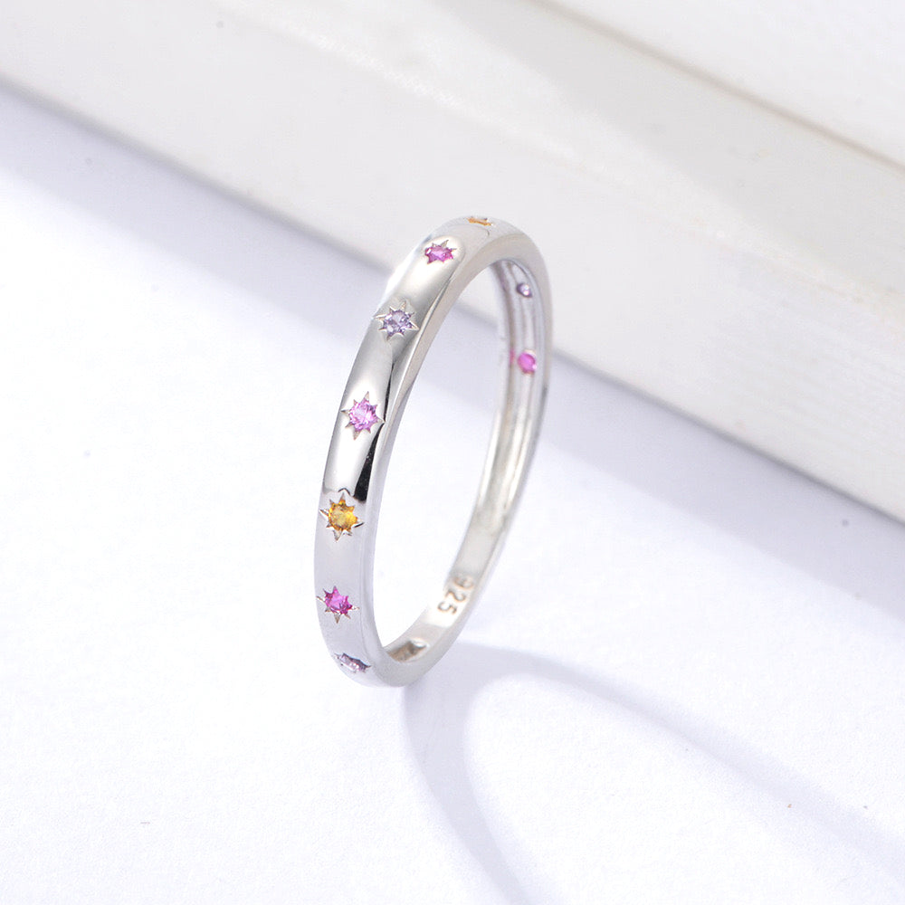 Colorful Cubic Zirconia Constellation Ring