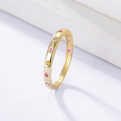 Colorful Cubic Zirconia Constellation Ring