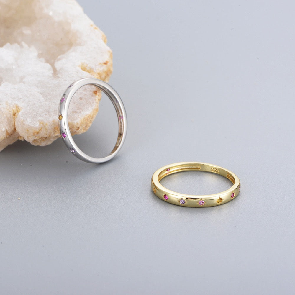 Colorful Cubic Zirconia Constellation Ring