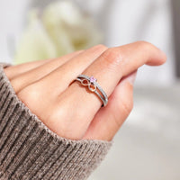 Pink Heart Rose Gold & Silver Infinity Ring