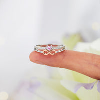 Pink Heart Rose Gold & Silver Infinity Ring