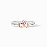 Pink Heart Rose Gold & Silver Infinity Ring